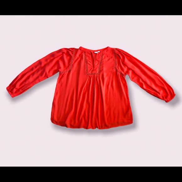 Gap Chic Top Blouse Size XS Crochet Lace Crinkle Crepe Boho Summer relaxed - Picture 2 of 13